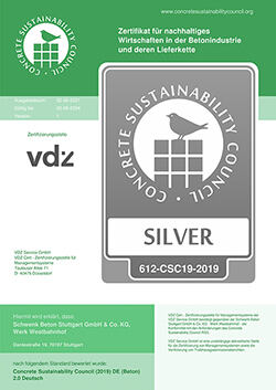 SCHWENK Beton Stuttgart erhält CSC-Zertifizierung in Silber