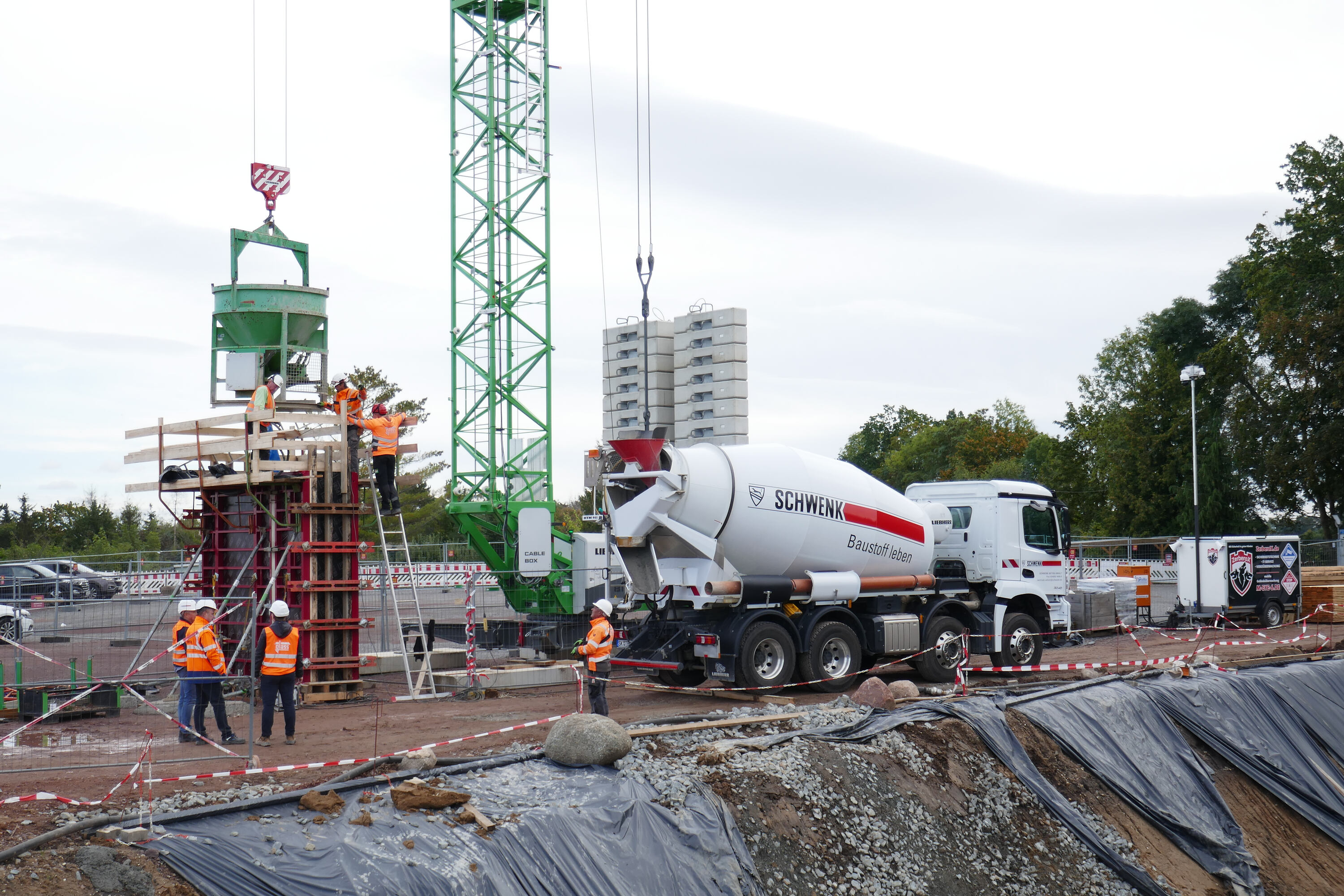 Betonage Probewand auf Baustelle